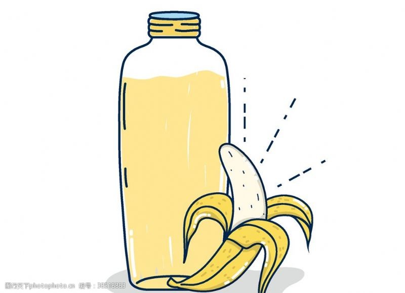 卡通香蕉果汁饮料手绘