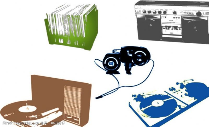 黑胶唱片音乐CD录音机CD架DJ