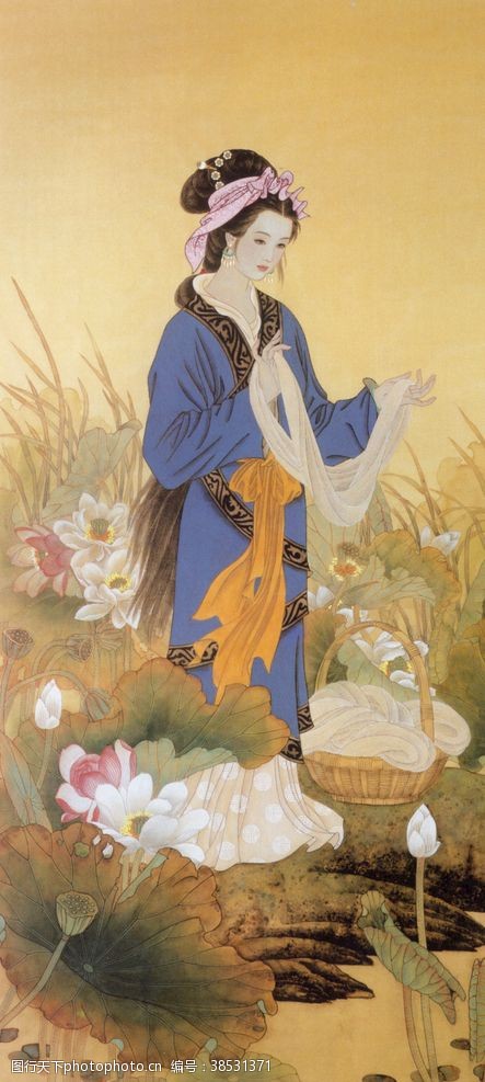 中国现代人物浣纱图