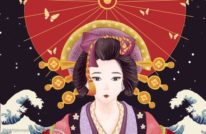 日本艺妓日系手绘女人插画