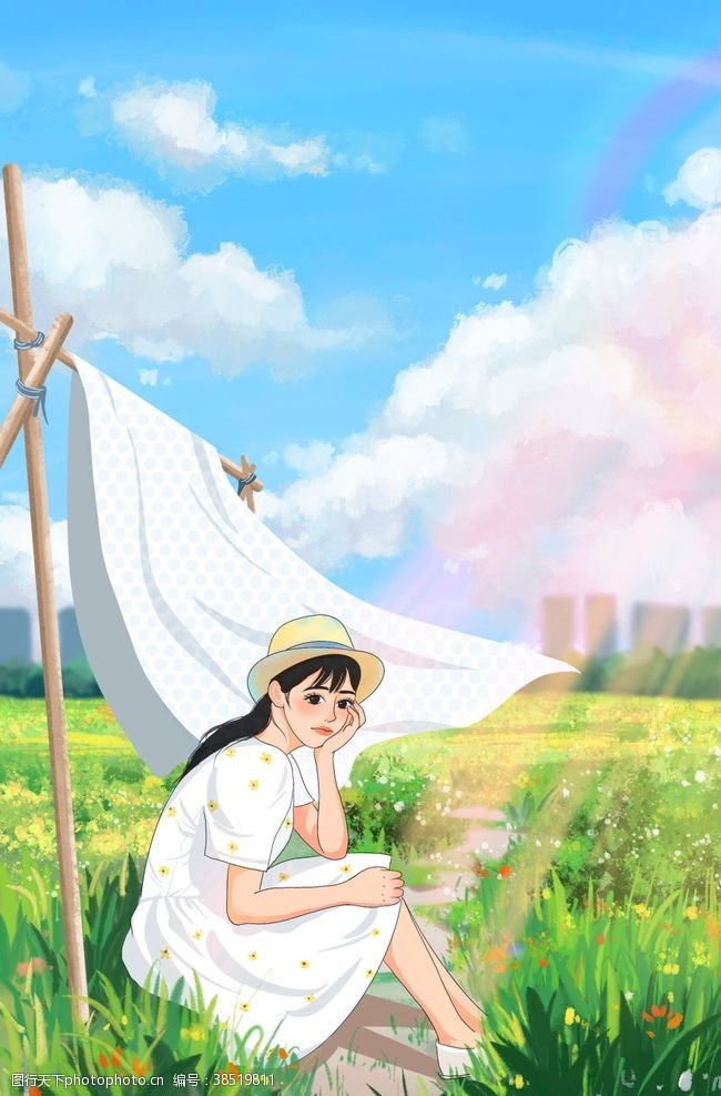 夏天吊画夏季插画