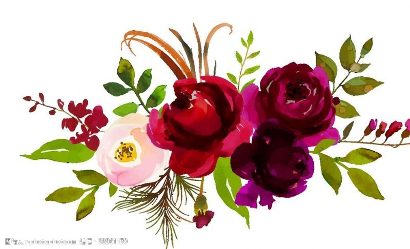 波西米亚装饰水彩花朵装饰图案