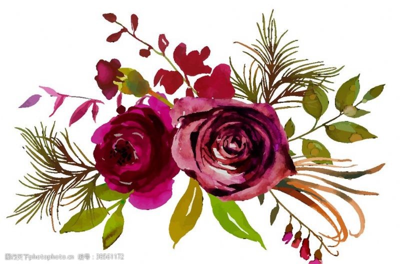波西米亚装饰水彩花朵装饰图案