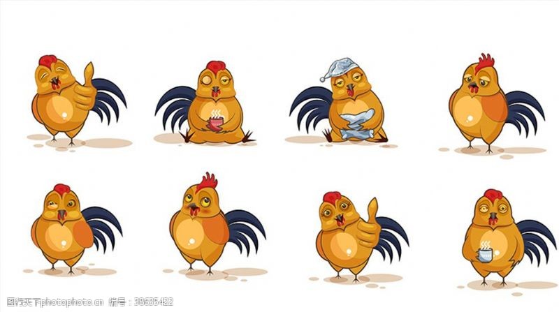 淘金币公鸡皇冠卡通动物表情包1