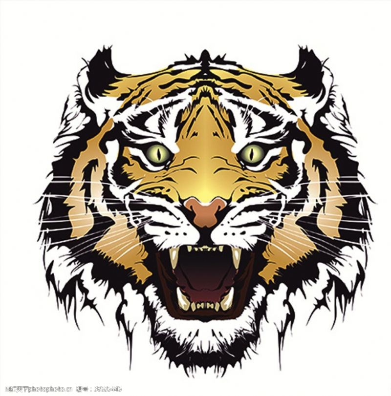 淘金币老虎动物图案剪影混合图标UI标