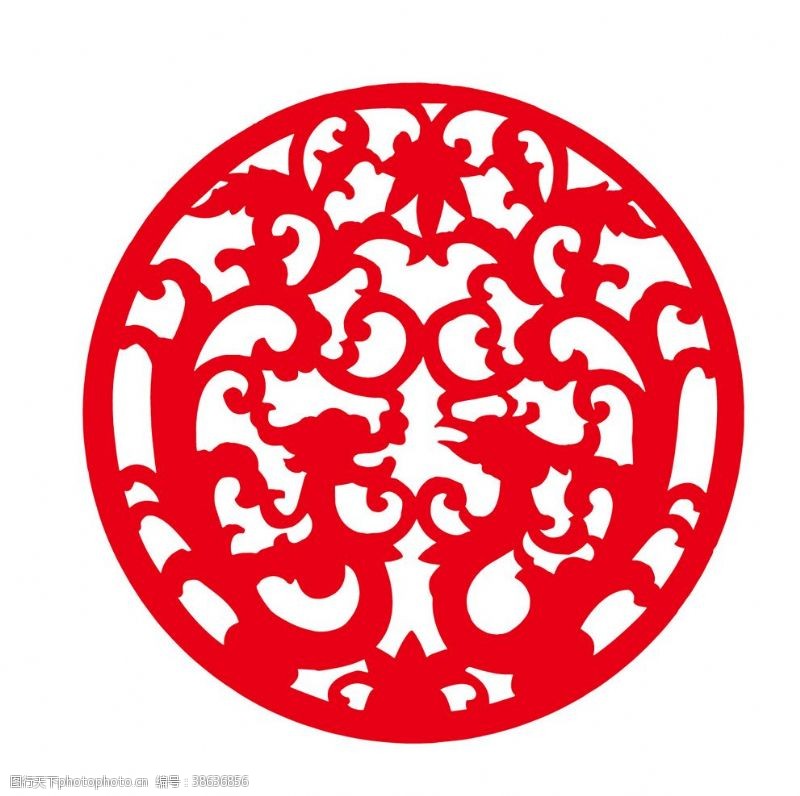 圆形龙中国风传统龙凤环形花纹纹样