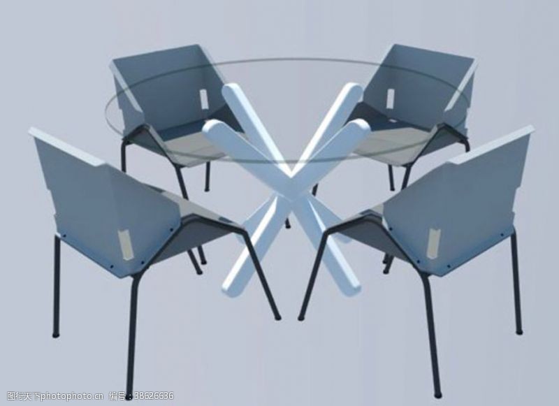 家具模型玻璃桌洽谈桌餐桌办公桌
