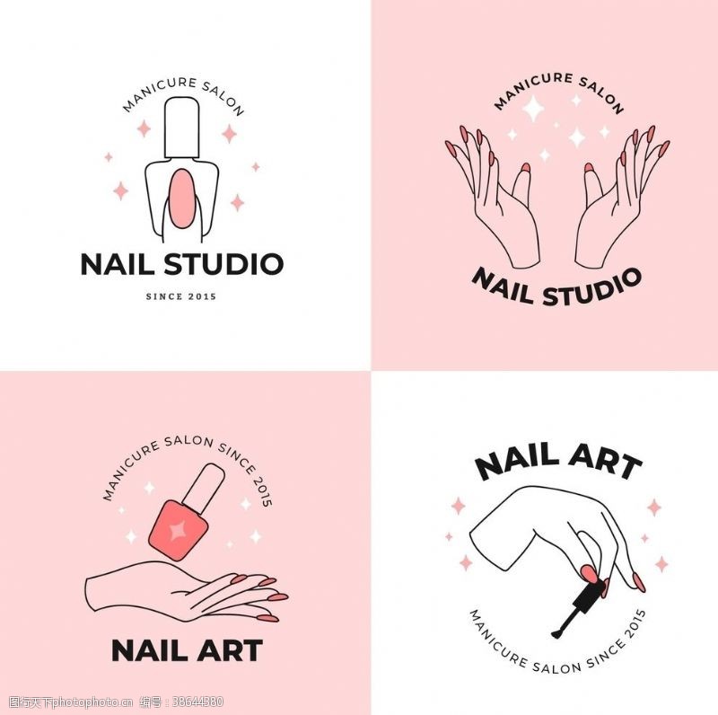 女性指甲创意简约美甲店标志logo