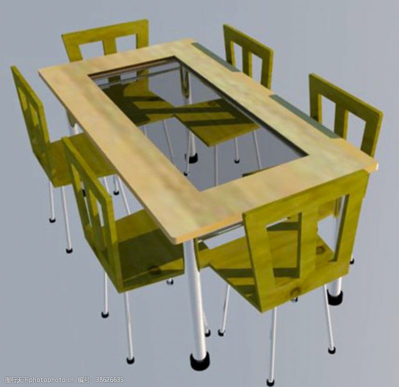 家具模型洽谈桌餐桌办公桌SU