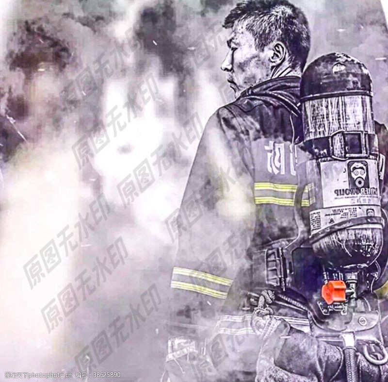 保卫国家消防英雄插画
