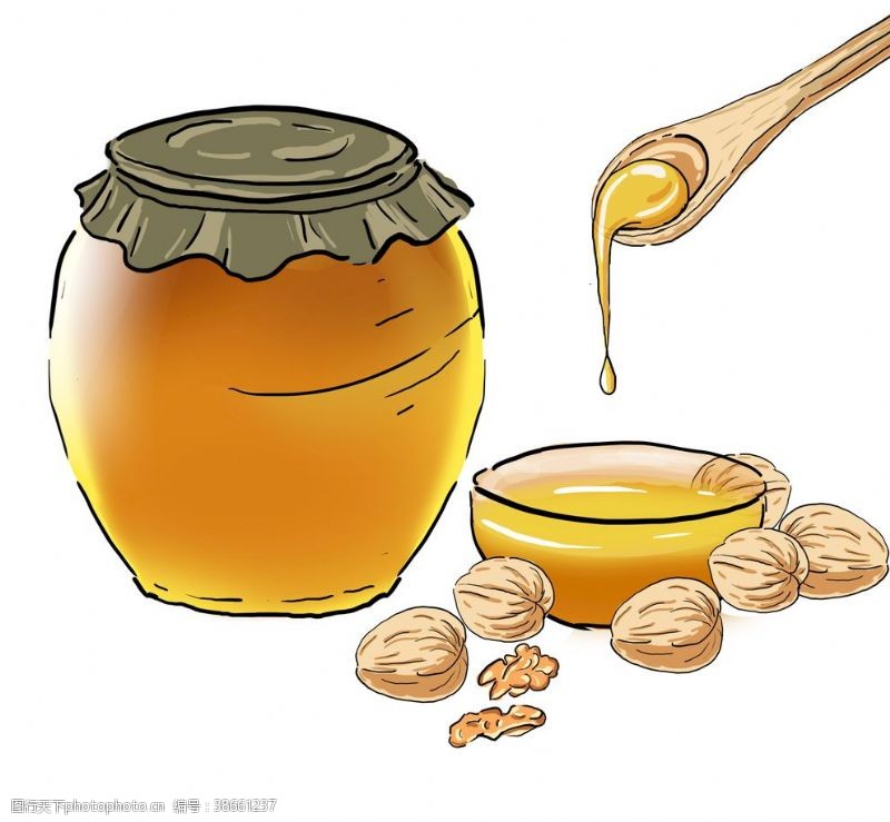 卡通蜂蜜罐蜂蜜素材png