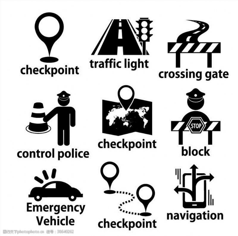 公路施工标志交通图标图片