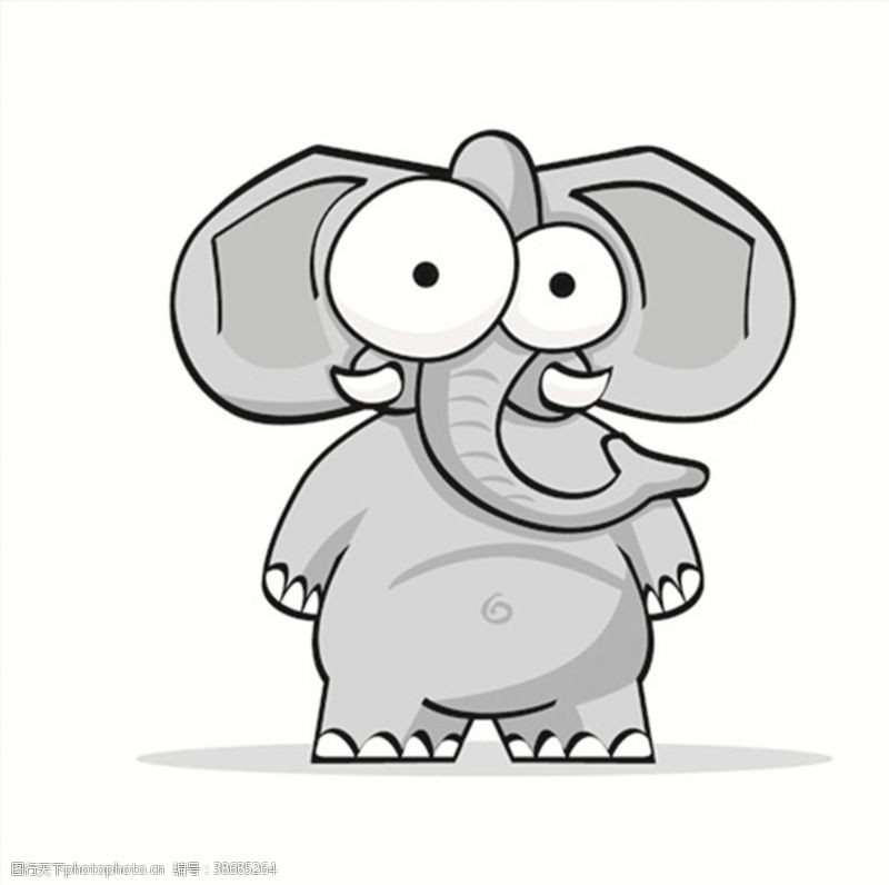卡通印花大象搞笑搞怪动物卡通大眼睛1C