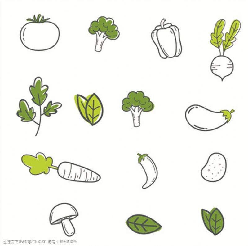 卡通印花可爱卡通手绘蔬菜边框图标图框