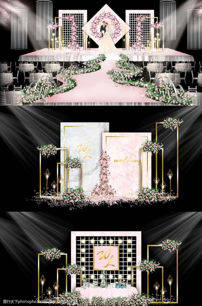 浅粉色背景粉色大理石系列婚礼图片