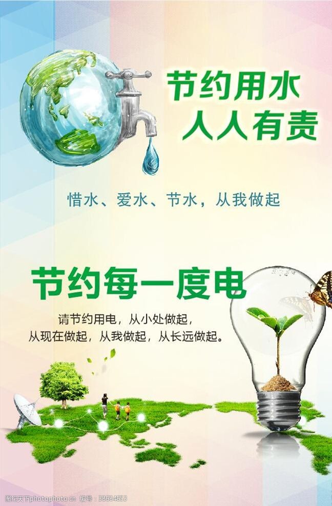 地球节水节电海报