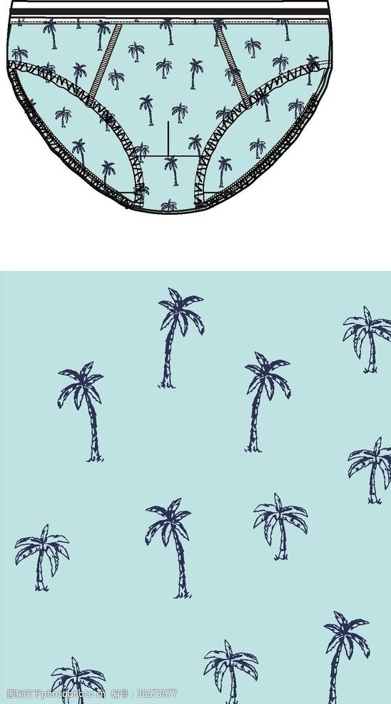 沙滩裤卡通简单椰树