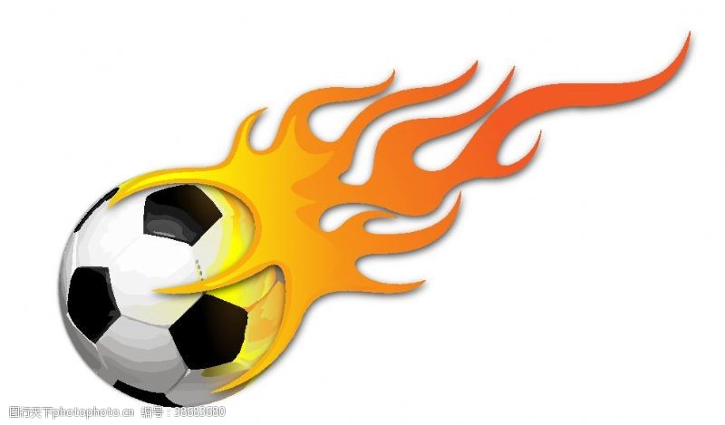 足球赛事火焰足球矢量素材