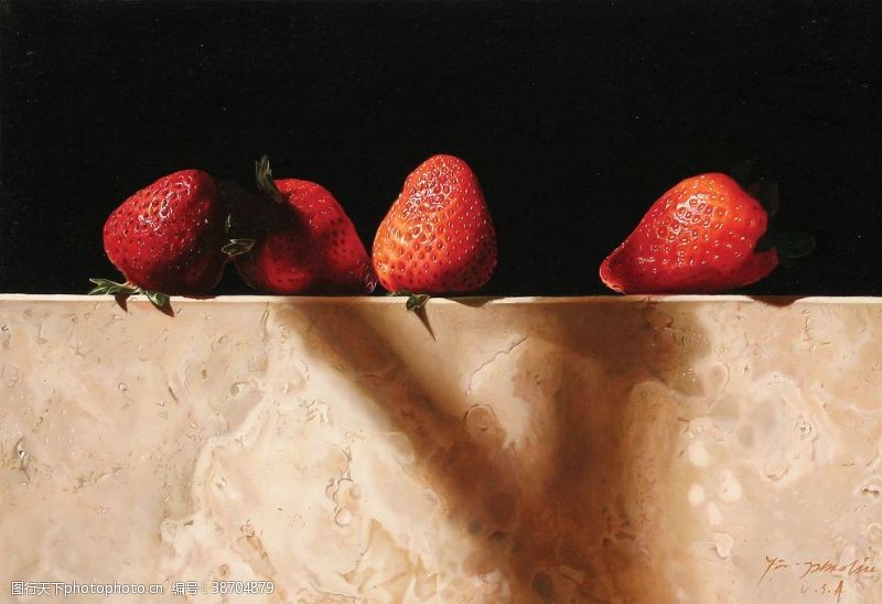 水果静物草莓油画