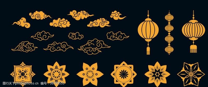 中国风端午节海报中国风祥云灯笼花纹