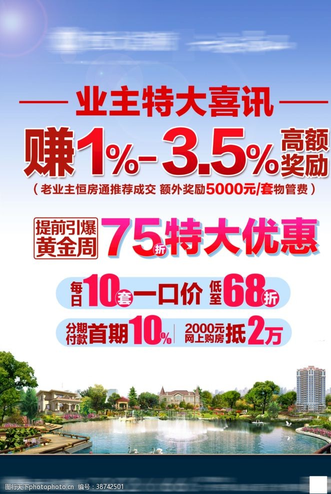 优惠喜讯房地产海报