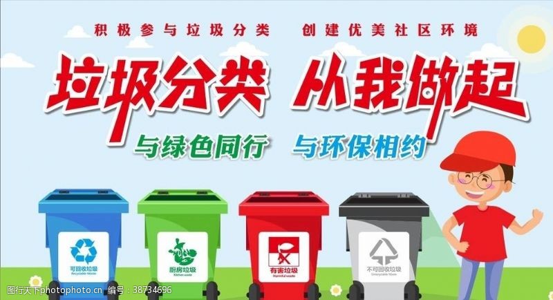 垃圾处理垃圾分类横版海报