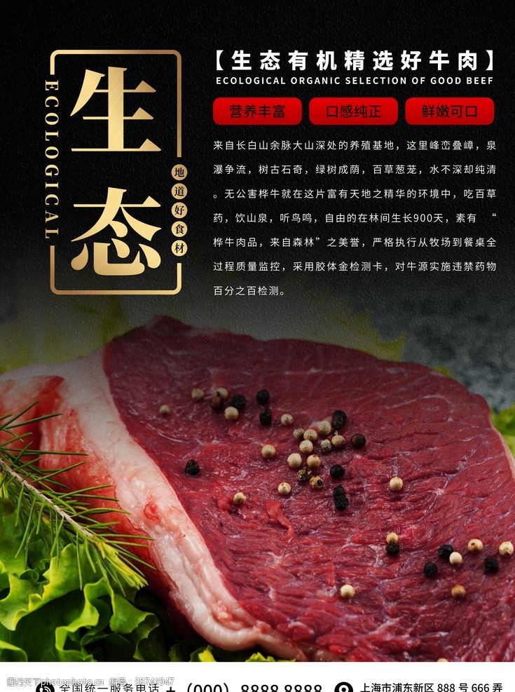 美食海报设计生态牛肉海报