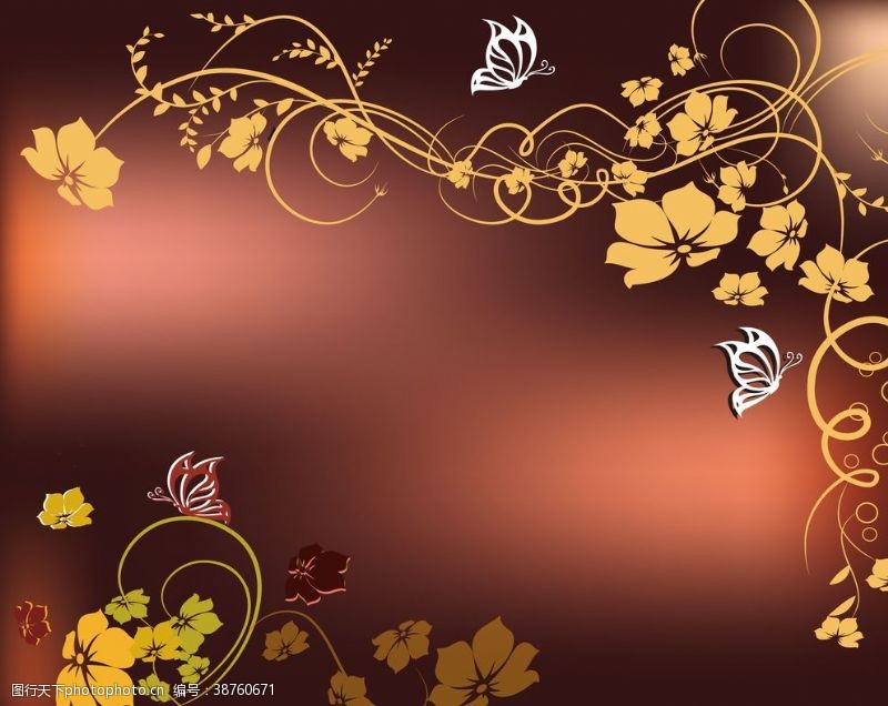 高贵花纹金色牡丹花纹理装饰画壁纸背景墙