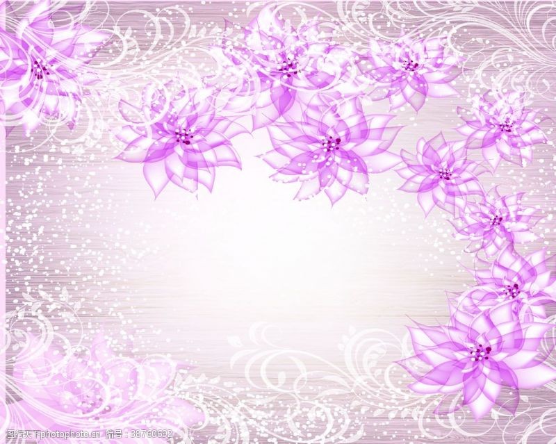 高贵花纹木纹雪花紫罗兰装饰画背景墙