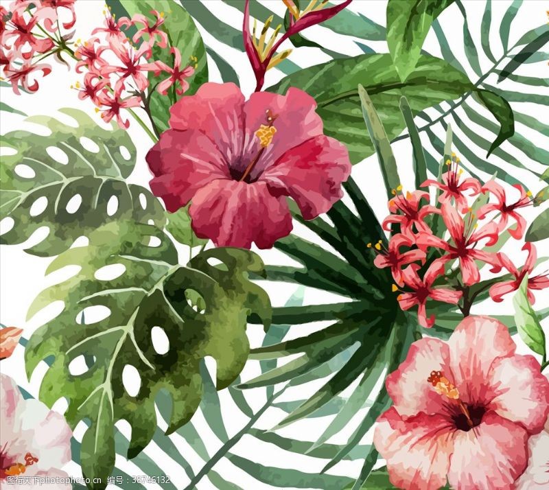彩绘物件手绘热带花卉
