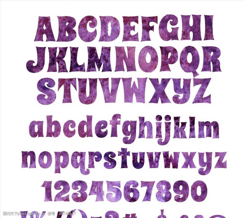 abc紫色水彩印刷