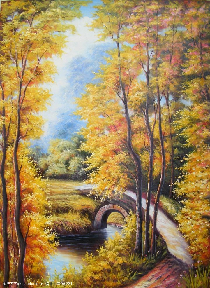枫树林油画风景画装饰画背景墙
