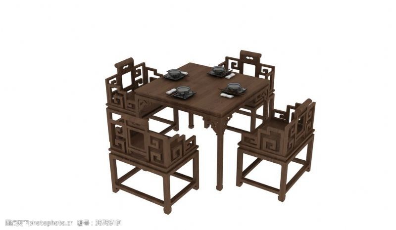 家具模型中式茶桌椅3d模型