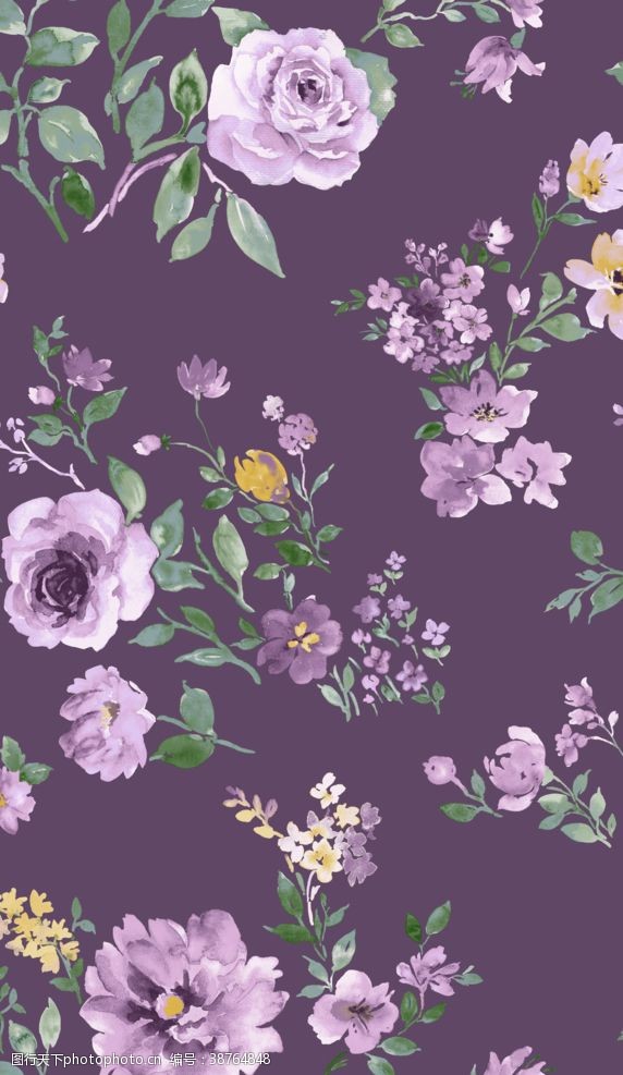 紫色花纹紫色大气复古花
