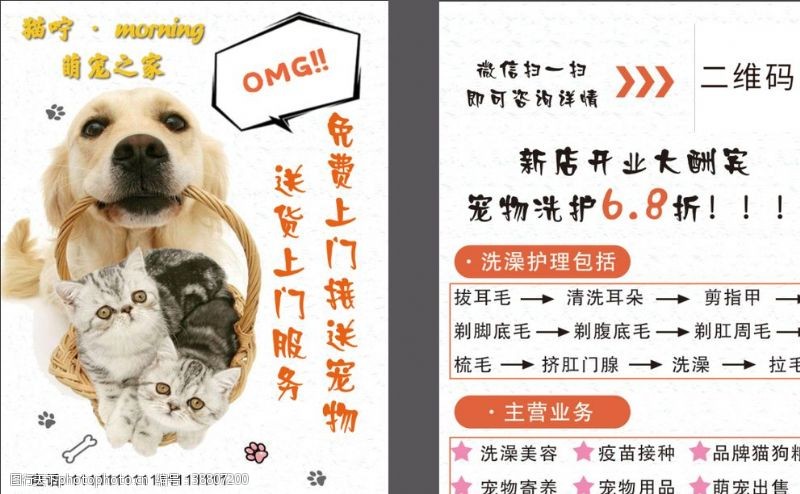 宠物美容馆宠物店开业宣传单海报
