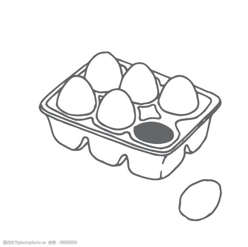 素描鸡蛋黑白线条手绘
