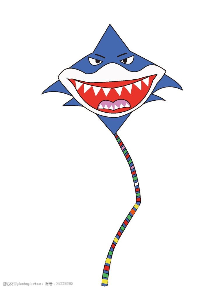 可爱插画鲨鱼风筝