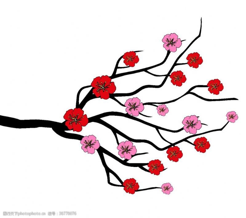 水彩背景手绘梅花