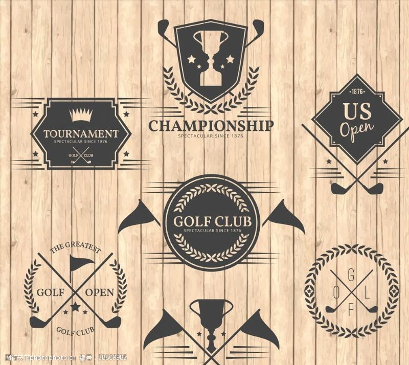 高尔夫比赛复古高尔夫俱乐部徽章图片