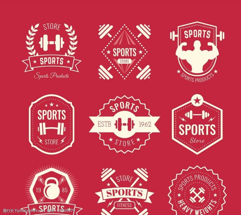 健身标签复古运动徽章图片
