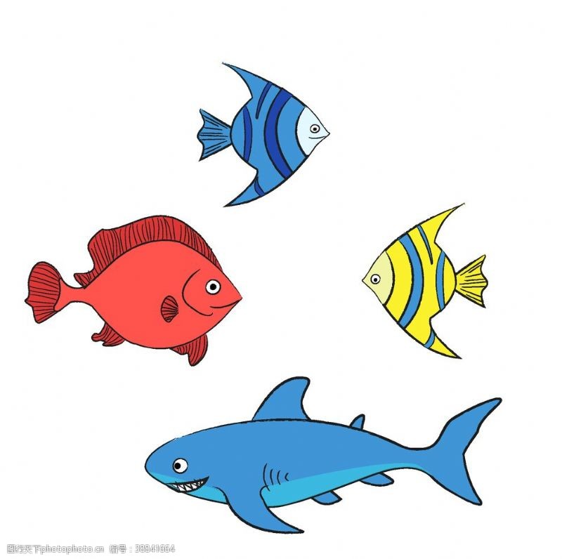 海豚水母卡通鱼类