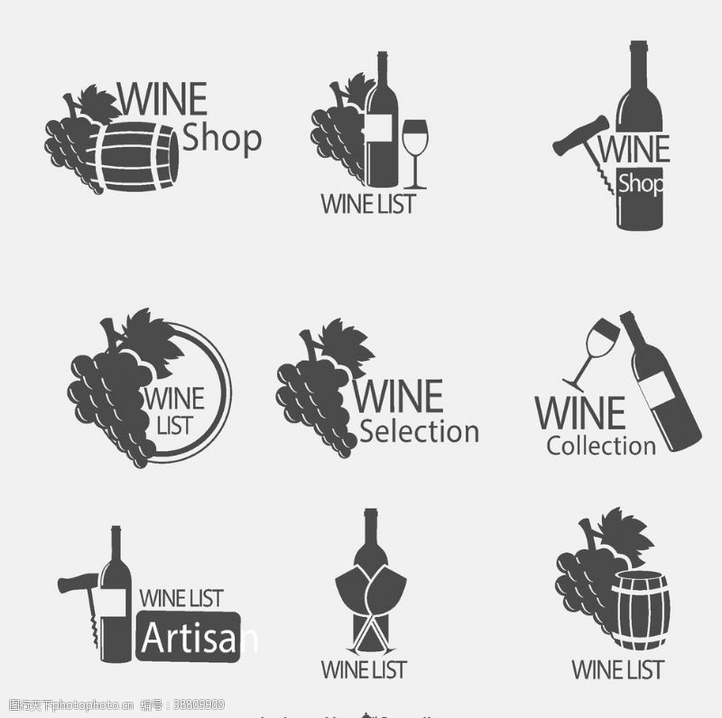 高清葡萄酒葡萄酒标志