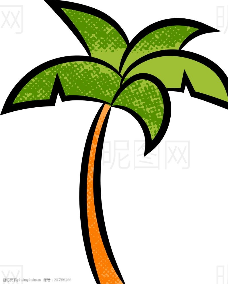 卡通菠萝矢量图椰树