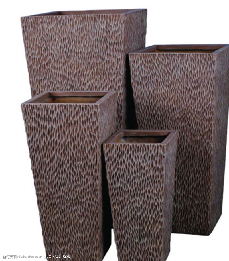 茶工艺长筒褐色正方形纤维盆图片