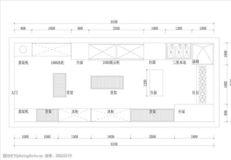 cad厨房平面图图片