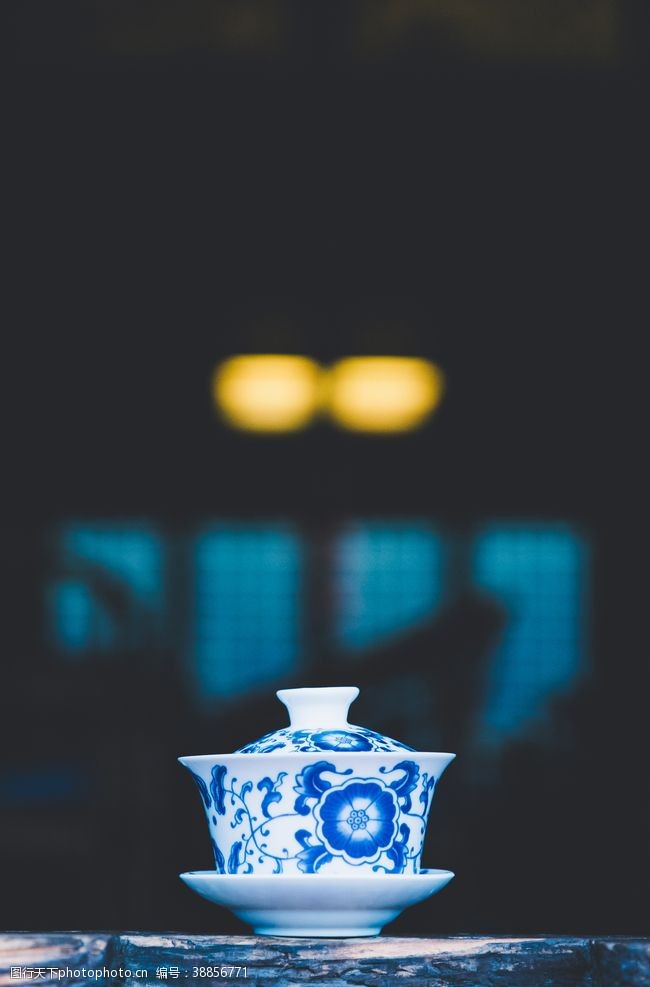 青花瓷茶具青花瓷茶碗茶杯茶具背景素材