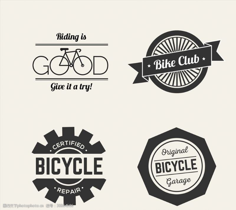 自行车乐部复古风格自行车标识