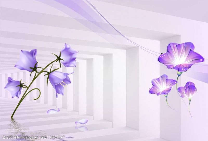 室内软装花卉背景墙