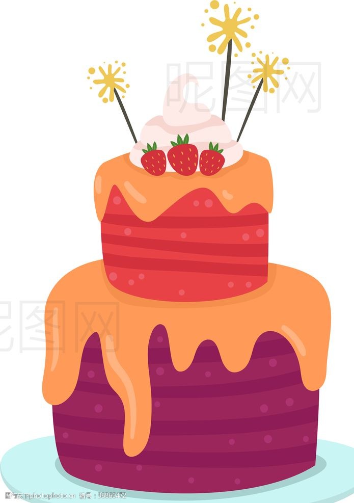 卡通菠萝矢量图奶油蛋糕