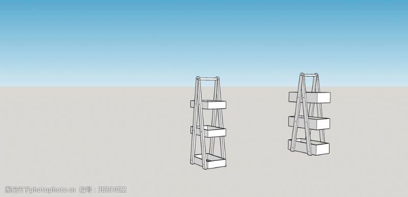 家具模型三层餐盒3维图形